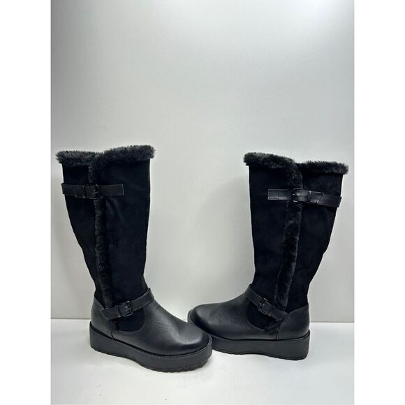 Wanted Faux Leather Fur Lined Winter Black Boots Size 7 New - Picture 8 of 9